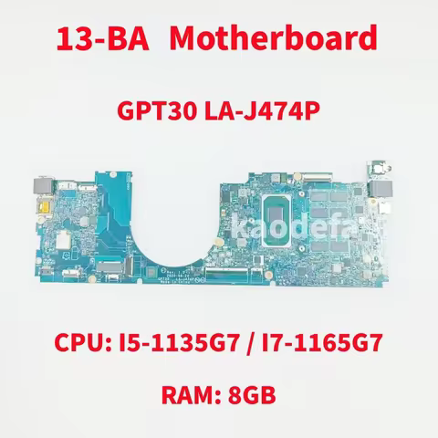 GPT30 LA-J474P Mainboard For HP Envy 13-BA Laptop Motherboard CPU: I5-1135G7 / I7-1165G7 RAM: 8GB DD