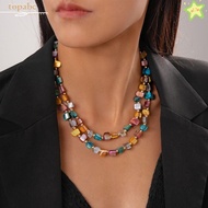 GORROS Colorful Necklace, Exaggerate Elegant Beaded Necklace, Fashion Double-layer Irregular Jewelry