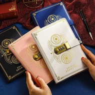A5 Retro Password Notebook Password Notebook Diary with Lock Student Thickened Notepad Creative Stat