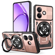 Cho Oppo A5 PRO a5pro 2025 360 ° xoay có nam châm chống sốc chống rơi vỏ điện thoại Chân đế cứng bảo