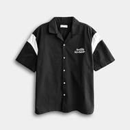 HI STYLE Men Short Sleeve Oversized Shirt - Black - HSF510306