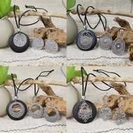 Ethnic Earrings/necklace Set Indian Jewelry Bohemian Vintage Geometry Silver Color Alloy Necklace Je