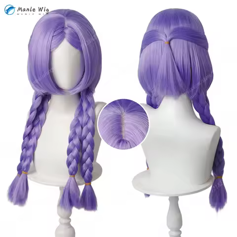 LOL Yunara Cosplay Wig 60cm Purple Pre Twisted Braid Wigs Heat Resistant Synthetic Hair Women Hallow