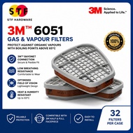 (1pair)3M 6051 A1 Organic Vapor Gas & Vapour Filter Cartridge SIRIM DOSH Respirator Mask Filter for 