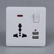 A-T🌐13AUSBSocket British StandardUSBSquare Socket Universal HoleUSBSocket with SwitchUSBCharging Socket Panel 9SBI