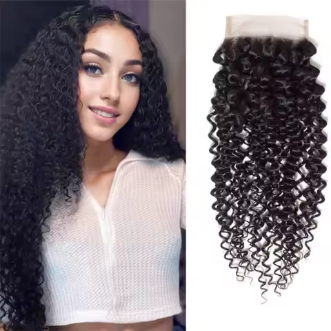 4x4 Kinky Curly 18Inch Lace Closure Human Hair Free Part Lace Closure Pre Plucked 100% Brazilian Hum