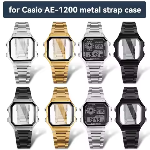 AE1200 Metal Conversion Kit - Premium 304 Steel Case + Bezel + Glass Seal Ring for Casio AE-1200WH M