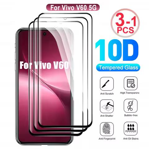 1~3pcs Tempered Glass For Vivo V60 2025 6.77 inches V2511 Full glue curved Screen Protector case fr