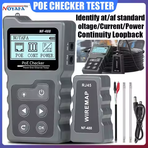 NOYAFA Network Cable Tester NF-488 Poe Ethernet Cable Tester Continuity Tester DC Power Switch Loop-