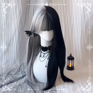 Y3k Accessories Mine Series Wig cos Wig y2k Asian Culture Wig Female Long Hair cos Yin Yang Black Wh
