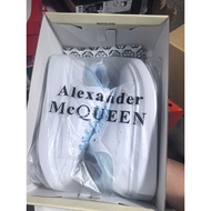 Alexander McQueen Sports Shoes Couple Models Spring and Summer Ice Blue Patent Leather Wide Casual S