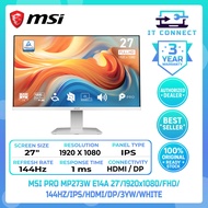MSI PRO MP273W E14A 27' Full HD White Monitor 1920x1080 FHD 144HZ 1MS IPS HDMI DP 3YW