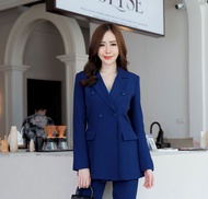 เสื้อสูทแฟชั่นผู้หญิงสีกรมน้ำเงิน NO.2359N ใส่คู่กางเกงกระบอกเล็ก No.2349-2 (S-6XL)