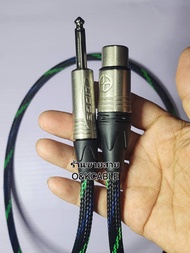 สายสัญญาณP.PHONE+J.XLRเขียวน้้ำเงินดำสายแจ็คไมค์(ปลอกไนลอนถักO&K CABLE) ปลัีกLIDGEสีเงินยาว1ม./2ม./3