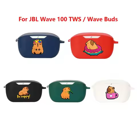 Animal Capybara Earphone Case for JBL Wave 100 TWS / Wave Buds Silicone Blutooth Earbuds Charging Bo