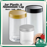 [CK] Black Silver Gold Aluminium Cap Jar Bottle BINSEN BP1003/BP0303 Plastic Lids Air Tight Balang K