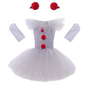 Joker Pennywise Girls Mesh Tutu Dress Horror Joker Halloween Costume Cosplay Costumes Kids Fancy Dre