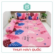 Bộ ga giường Ga trải giường Thun Lạnh Hàn Quốc 4 món họa tiết (1 ga bọc + 2 vỏ gối nằm + 1 vỏ gối ô