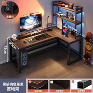 電腦枱 北美黑胡桃右款140x100+北美黑胡桃色置物架90CM 包送貨-電競遊戲桌 辦公枱 辦公桌 電腦桌