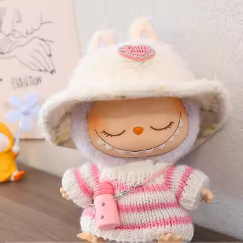For Labubu'S Clothes Striped sweater outfit Match with hat pendant Can match according to your prefe