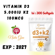 Micro Ingredients Vitamin D3 5000IU K2 100mcg 300 Coconut Softgels