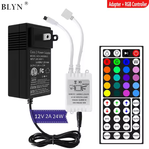 DC12V Power Supply 2A 24W LED Adapter With 44/24 Key IR Remote RGB Color Controller For 5050 Flexibl