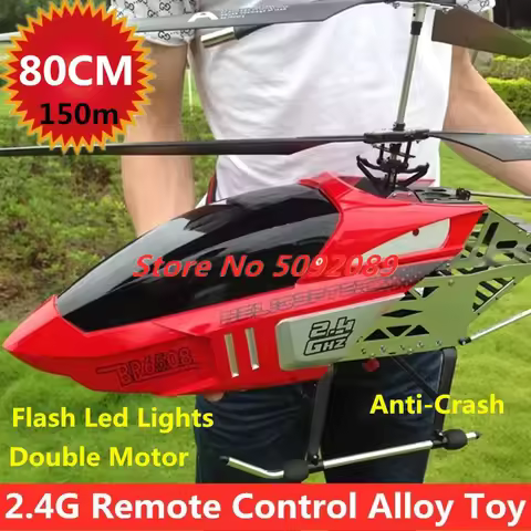 Super Big 80CM Alloy Electric Remote Control Helicopter 2.4G 150M Durable Impact Resistant LED Light
