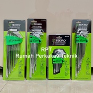 ORIGINAL TEKIRO IWT L Key Set 8 Pcs (2-10 mm) Short Long L Key/ BINTANG Ballpoint L Key/ Hex Key Set