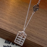 [Lucky Necklace] S999 Pure Silver Lucky Hollow Abacus Plain Silver Necklace | Lucky Necklace | Abacu