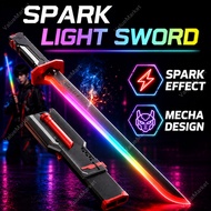 Cyberpunk Neon Sword | 31.5" Spark Blade w/Hit Sensor Sound & Fog | Type-C Rechargeable | for Rave, 