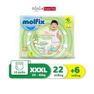 Molfix diaper pants size XXXL super large for babies from 20-35 kg - Pack of 22+6 pieces (VC)