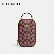 COACH กระเป๋าสะพายข้างผู้หญิงรุ่น Eva Phone Crossbody In Signature Chambray CH152 IMMZI สีแดง