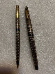 西華金絲網書法筆尖鋼筆早期西華鋼筆原子筆對筆，14K書法筆尖鋼筆、原子筆特殊筆夾開關（無包裝盒）