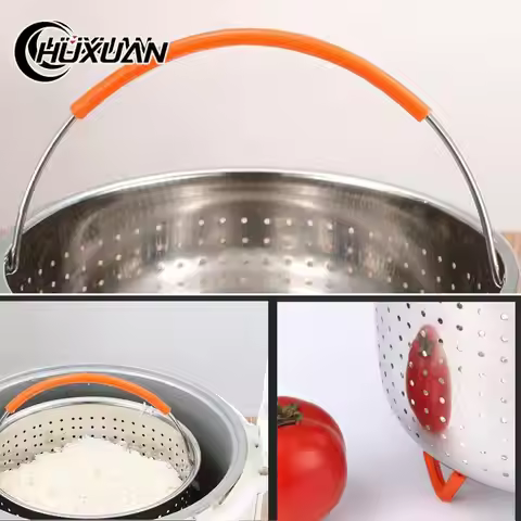 304 Stainless Steel Steamer Basket Instant Pot Accessories for 1.5/2/3/4/6/8L Instant Cooker with Si