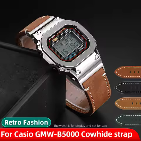 GMW-B5000 Vintage Cowhide strap For Casio G-SHOCK GMW-B5000 GM-B2100 Modified Retro Genuine Leather 