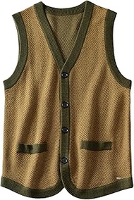 Mens Sweater Vest Solid Knitted Lightweight Thermal Cardigan,DXL Big and Tall Vest