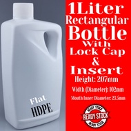 1Liter  Elongated Bottle with Handle/1Liter white Bottle With LockCap and stopper insert
