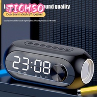 TICHSO Bluetooth Speakers, with LED Light 360° Surround Sound Clock Bluetooth Speaker, Portable Loud