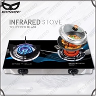 MysteryHero Tempered Glass Infrared Burner Gas Stove Cooktop LPG Gas Energy Saving Fierce Fire Double Stove Hob 煤气炉