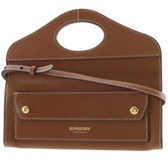 Burberry 口袋手拿包，兩用肩包/小手包，皮革，棕色，斜挎，磁扣，女士 [二手]