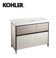 魔法廚房 KOHLER Maxispace 2.0 23800T-MT9 100公分 面盆 浴櫃組 奶茶色 收納櫃