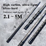 【FU】2.1m/2.7m/4m/5m Fishing net pole, telescopic pole, fruit picker, branch cutting and grass cuttin