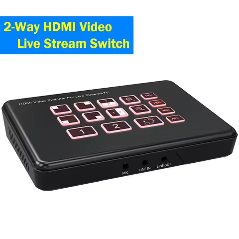 2-Way HDMI Live Stream Switcher 1080P 60Hz Broadcast HDMI Camera Video Mixer Switcher Station with T