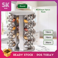 SKplus Multilayer Spice Rack Rotatable 360 Degree Spice Jar Spices Canister Spices Container Herb Seasoning Bottle