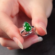 冰種老坑綠翡翠葫蘆戒指 18K金鑽石鑲嵌 | 天然翡 翠A貨 | 送禮