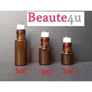Malaysia READY STOCK 2ml,3ML&5ML Amber Glass Roller Bottle  Roll On Bottle Perfume Bottle With Rolle