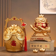 Golden Ingot Money Box Pot First Barrel of Gold Piggy Bank Feng Shui Wealth Attracting Ornament Hous