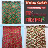 Christmas Candy Cane Window Curtain Geena Fabric 68 by 58 Inches
