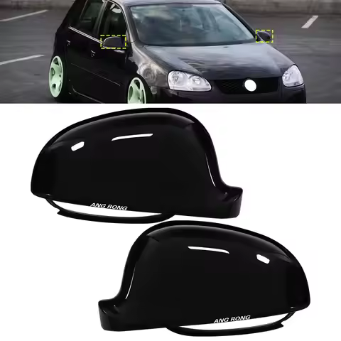 1 Pair Gloss Black Side Wing Door Mirror Cover Caps For VW Golf V MK5 Plus Passat B5.5 B6 3C Sharan 