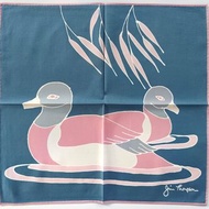 Jim Thompson Vintage Silk Handkerchief Duck Couple 17 x 16.5 inches